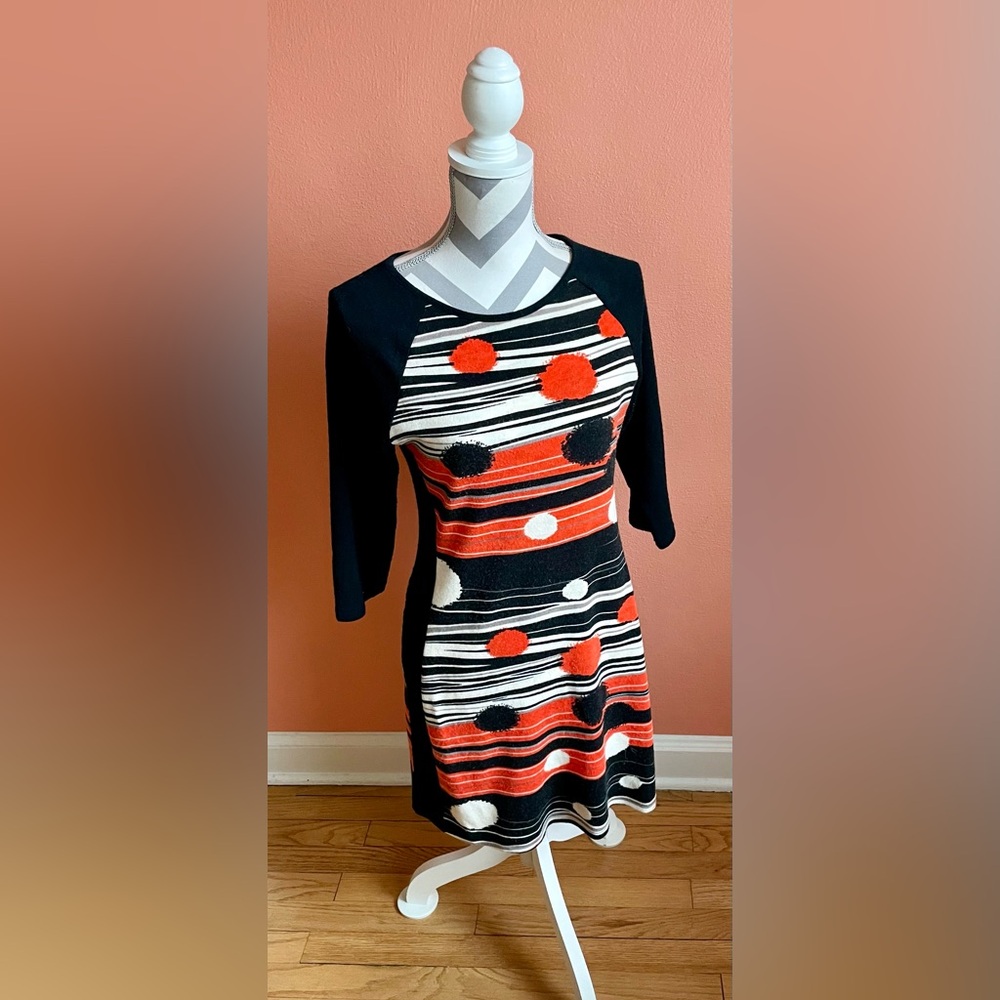 Aryeh Black and Red Striped Long Sleeve Dress